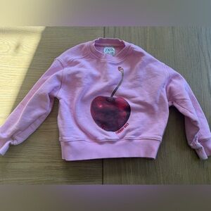 Zara Kids Light Pink Cherry Graphic Sweatshirt